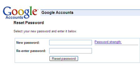 Screenshot of genuine Gmail password reset request