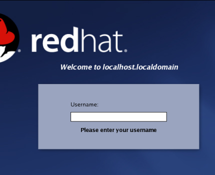 Red Hat log in screen
