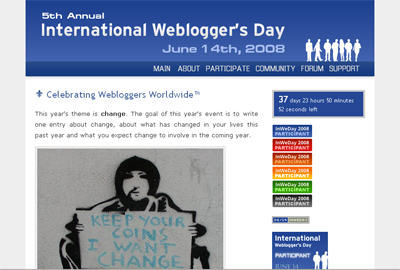 Screenshot of International Weblogger's Day 2008