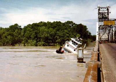 The M/V Cahaba emerges from the depths like a buoy