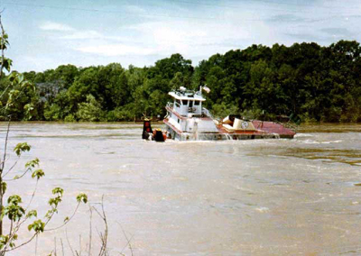 Water flows out from the boat