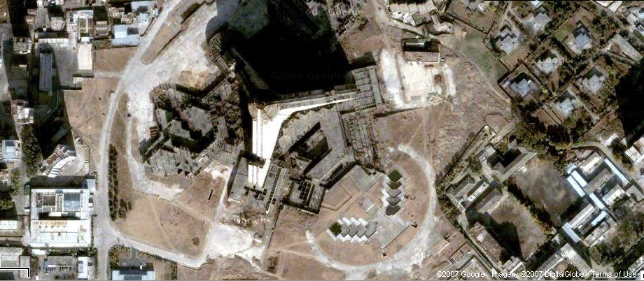 Satellite picture of the 105-story Ryugyong Hotel