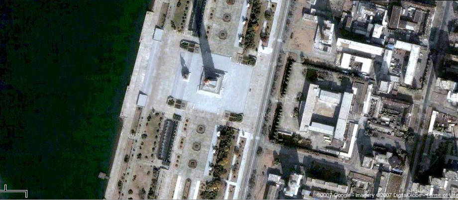 Satellite image of Tower of the Juche Idea